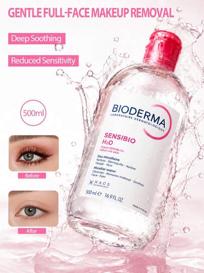 Bioderma Micellar Cleansing Water 500ml, 2 Pilihan, Lembut & Menenangkan untuk Kulit Sensitif / Pengontrol Minyak & Pembersih untuk Kulit Berminyak dan Kombinasi, Perawatan Kulit Wajah, Mata, dan Bibir Sehari-hari di Rumah