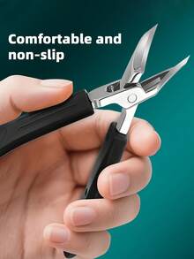 1 Set Thick Nail And Inlaid Nail Trimmer, Heavy Duty Stainless Steel High Precision Nail Clipper With Safety Soft Grip Handle And Ultra-Sharp 25° Beveled Blade, Designed For Elderly, Anti-Splatter Nail Clipper - A - View 6