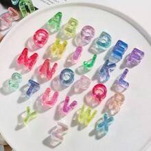 104/30pcs Random Mixed Style, Mixed Color Acrylic Letter Beads, Used For DIY Keychain Pendant, Bag Decoration, Phone Charm, Shoe Decoration - Transparent - View 2