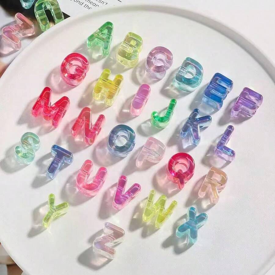104/30pcs Random Mixed Style, Mixed Color Acrylic Letter Beads, Used For DIY Keychain Pendant, Bag Decoration, Phone Charm, Shoe Decoration