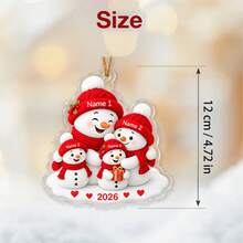 Custom Snowman Family Christmas Ornament, Personalized 2-5 Names Family Hanging Decor, Customized Snowman Christmas Tree Ornament 2026, Customizable Holiday Keepsake Gift For Mom Dad Family, Xmas Decorations - Style C - View 2