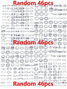 Random 68pcs/46pcs/22pcs Minimalist Fashion Casual Elegant Faux Pearl Irregular Twisted Geometric Leaf Butterfly Flower Ring Set For Women, Dating, Vacation, Daily Wear, Party, Anniversary, Holiday Gift - Silver - View 6