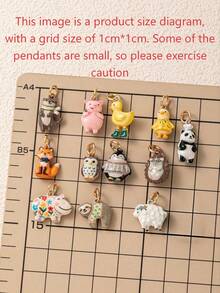1pc New Cute Animal Pendant, Exquisite Cartoon Style, 14k Gold Plated Copper Material, Suitable For DIY Creative Necklace, Bracelet, Earrings, Bag Chain, Keychain, Waterproof And Sweat-Resistant, Suitable For Daily Casual Wear - Multicolor - View 4