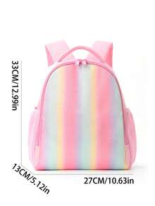 1pc Gradient Rainbow Kids Backpack, Cute Candy Color Lightweight School Bag, Large Capacity Daily Storage Bag, Suitable For Travel, Outings And Casual Use - Multicolor - View 2