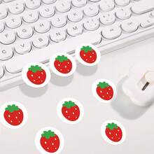 500pcs Cartoon Strawberry Doodle Sticker Roll 1 Inch Round Cartoon Office Stickers Dessert Packaging Stickers DIY Decoration Stickers PVC Self-Adhesive Labels - Multicolor - View 6