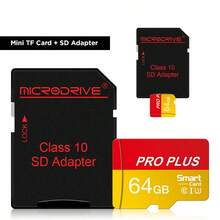 MICRODRIVE Kartu Memori Flash Micro SD TF PRO PLUS 128GB 64GB 32GB 16GB 8GB Kelas 10 U3 Kartu Penyimpanan Kecepatan Tinggi Gratis Adaptor SD Untuk Kamera Video Perekam Pengawasan Ponsel - View 2