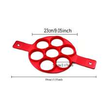 1pc Silicone Pancake Egg Maker / Non-Stick 7-Hole Round Cooking Tool / Easy Baking & Frying / Red Kitchen Essential Mini Pancake Machine - Multicolor - View 4