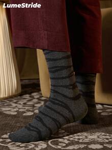 Men Crew Socks – Fashion Business Dress Socks, Everyday Versatile Comfortable Polyester Casual Socks For Men, Classic All-Match Style, Multi-Pack - Dark Grey - View 1