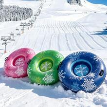 Yucalo Snow Tube, Heavy Duty Cold-Resistant Snow Sled With Handle, Multiple Colors (Green, Pink, Blue), Large Round Snow Sled For Winter Outdoor Snow Mountain Fun - Multiple Styles - View 6