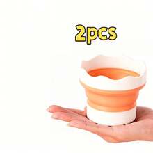 pdva 2pcs Silicone Brush Wash Bucket, Compact, Universal, Soft & Durable, Easy To Clean, Suitable For Outdoor Sketching/Studio/Home Use, Multi-Functional - Silicone Brush Holder - View 9