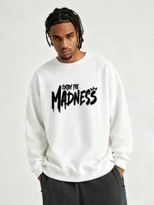 Men's Fashion Creative Design Printed Graphic Sports Casual Commute Versatile Long Sleeve Slim Fit Crew Neck Sweatshirt - White - View 2