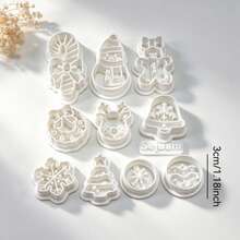 11Pcs Holiday Christmas Clay Cutters, Xmas Snowflake Reindeer Gingerbread Design Molds For Polymer Clay DIY Jewelry Making - 11 Pcs - View 9