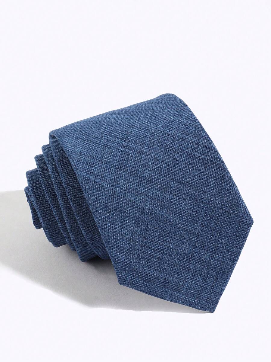 1pc Japanese Style Matte Faux Linen Texture Solid Color Student Business Versatile Shirt Tie Accessory - Multicolor - View 1