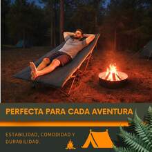 Catre Plegable para Acampar 190 cm con Bolsa Transportadora - Negro - Ver 5