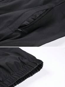 1‑Piece Men's Autumn‑Winter Color‑Block Tracksuit Stand Collar Zip‑Up Jacket Jogger Pants Casual For Running Commute Outdoor - Black - View 4
