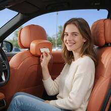 Car Tissue Box Holder - Universal Seat Back & Armrest Mount, Premium Leather-Look Design For Easy Access - A - View 9