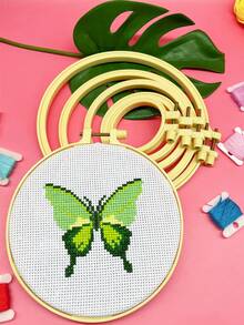 10pcs Natural Bamboo-Like Plastic Embroidery Hoops, 7.3-20.2cm Multiple Sizes Cross Stitch Hoop Set, Minimalist Portable DIY Craft Supplies, Classic Natural Style, Suitable For Embroidery, Cross Stitch, Quilting And Home Decor - Imitation Bamboo Embroidery Hoop - View 3