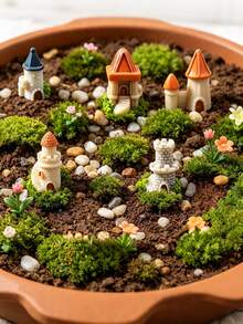 1/5pcs Miniature Castle Building Resin Ornament, European Vintage Multi-Style Mini Tower Model, Fairy Garden Micro Landscape, Desktop Micro Landscape Gardening Decoration, Handmade DIY Scene Arrangement Accessory, Home Desktop Creative Decor, Scene Prop Fairy Tale Garden, Miniature Model, Halloween Christmas Decoration - Mini Castle - View 8