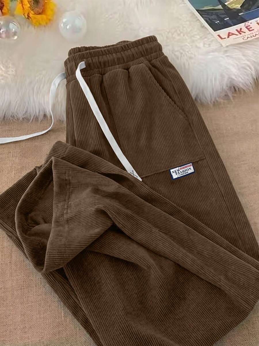 Corduroy Long Pants, Loose Fit Slimming Versatile Style, Durable And Stylish, Men's Daily Wear, Commuter Pants, Suitable As A Gift - Brown - View 1