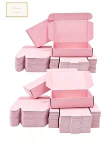 Foldable Corrugated Gift Box With Lid, Multiple Colors, Mailing Box For Shipping Packaging, Cardboard Gift Box, Suitable For Birthday, Wedding, Party, Holiday, Small Business Packaging - Pink - View 4