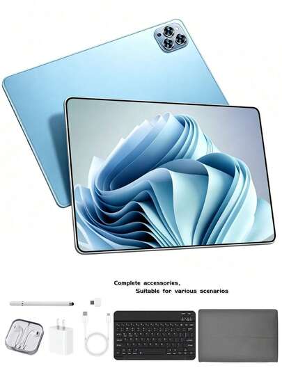 AIERXUAN New 2027 Android 12 Tablet 8 Core 2.5Ghz/8GB RAM/256GB Storage Support 256GB SD Expansion/10.1-Inch 1920*1080 LED Screen/5G.4G WIFI /Dual SIM Card Callable/8800mah/Type-C/Webcam/With Leather Case, Keyboard, Stylus, Adapter, Earphones,OTC Connectors