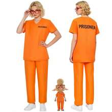1 Set Disfraz de Cosplay para Adultos, Atuendo de Convictos de Prisión, Disfraz de Halloween Primavera Otoño - Naranja Quemada - Ver 2