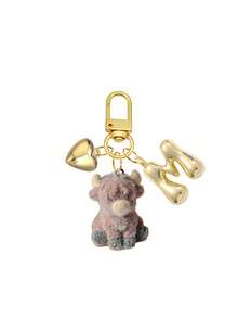 Bag Charm Flocked Calf Keychain, Bag Pendant, Backpack Charm, Decorative Accessory With Heart & Letter Metal Accent, Suitable For Girls, Students, Commuters, Birthday & Holiday Gift, Decorates Keys, Handbags, Backpacks, Daily Outfit Accent, Cute 3D Flocked Personalized Portable Accessory Gift - Multicolor - View 19