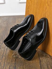 Men's Formal Thick Sole Height Increasing Lace-Up Derby Shoes Red Bottom British Style Wedding Bride Business Casual Commute Men's Shoes - Black - View 2
