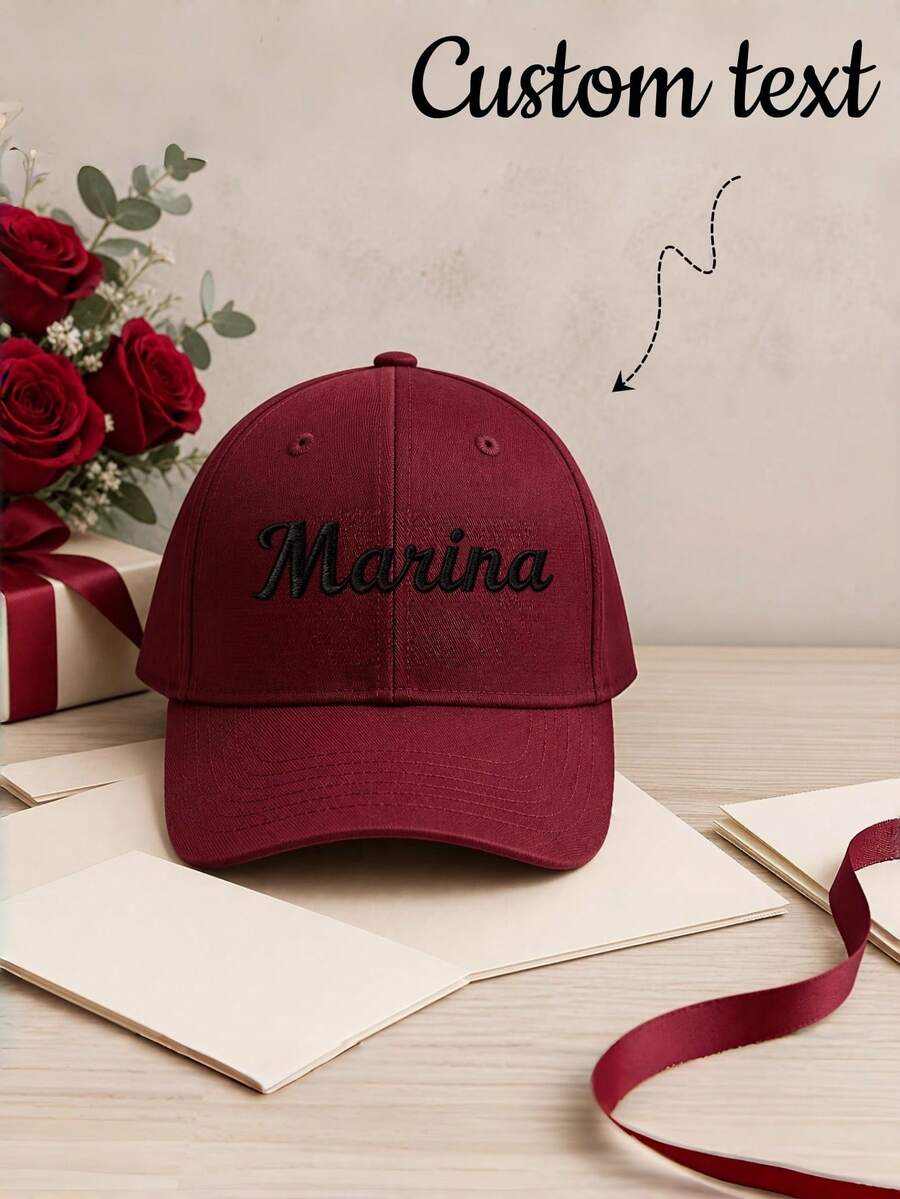 Custom Embroidered Baseball Cap, Personalized Name Duck Bill Hat, Sun Hat Street Sports Casual Hat, Unisex, Suitable For Birthday, Party, Holiday Gifts For Family And Friends, Private Name Customization - Green - View 1