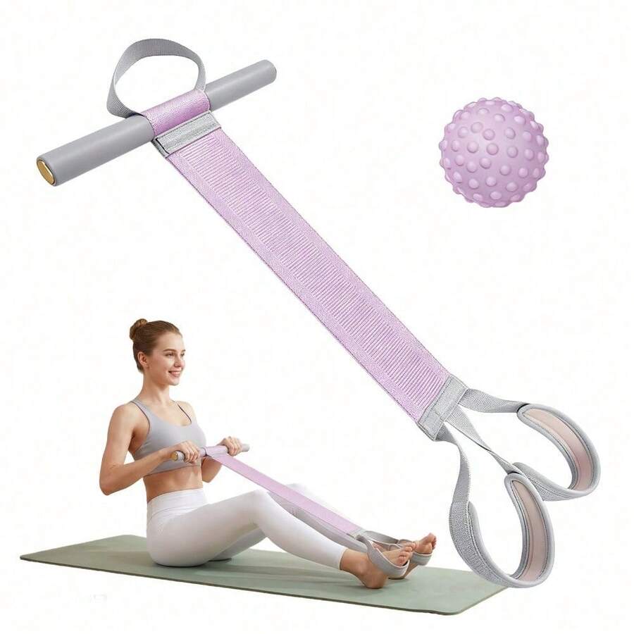 1pc Yoga Resistance Band With Handle, Non-Slip Elastic For Men And Women, Full Body Muscle Training Sit-Up Pull Rope, Home Pilates Strength Fitness, Yoga Exercise Accessory - Multicolor - View 1