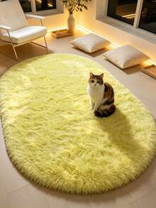 1pc Yellow Silk Fur Decor Rug, Love & Healing Bedroom Decor, Small Rug, Carpet, Home Decor, Living Room Rug, Living Room Small Rug, Bedroom Rug, Living Room Home Decor, Outdoor Rug, Washable Rug - Multicolor 7 - View 2