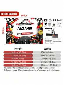 Customizable Name Cool Racing Championship Winner Happy Birthday Banner Black & White Checkered Flag Balloon Tire Oil Drum Trophy Design, Suitable For Racing Car Birthday Party, Wall Decoration, Photo Backdrop, Vinyl Banner Prop - Black - View 5