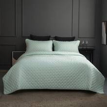 3 Piece Bedspread Embossed Pattern For All Season 220 X 240CM Soft Microfiber Reversible Patchwork Beddings Set Luxury Quilted Bed Throw For Bedroom Decor Reversible Coverlet - Mint Green - View 10