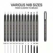 Micro Liner Pens - 4/6/12/18/21pcs Multi-Function Black Fine Tip Pens With 21 Tip Sizes, Ultra-Fine Needle Pen Set, Suitable For Detailed Drawing, Sketching And Writing - Perfect Choice For Artists And Hobbyists, Architectural Drafting And Woodworking Marking Pens - Sets - View 11