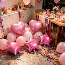 5pcs Multi‑Color Heart And Star Shaped Aluminum Foil Balloons Set For Birthday And Holiday Party Decorations - View 2