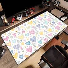 Extra-Large Desk Mat With Cute Colorful Heart And Floral Design – Rubber Base; Perfect For Gamers And An Ideal Gift For Gaming Enthusiasts; Washable And Durable; Professional Gaming Setup | Desk Mat | Mouse Pad - Mouse Pad - View 4