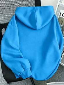Sudadera con Capucha para Hombre casual elegante estampado gráfico de texto otoño invierno Manga Larga Ajuste holgado Casual Cómodo para diario y vacaciones - Azul - Ver 2