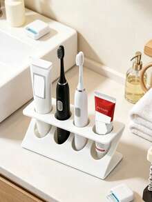 Bathroom Toothbrush Holder, Multi-Functional Drainage Rack Organizer, Bathroom And Kitchen Desktop Organizer, Tabletop Toothbrush Cup Razor Toothpaste Storage Rack, Bathroom Sink Storage, Toothbrush Holder With Slots, Bathroom Vanity Storage Rack, Can Hold Electric Toothbrush, Toothpaste And Razor, Suitable For Home Use, Storage And Organization - Multicolor - View 7