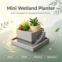 Mini Wetland Planter Dual-Use Amphibious Plant Container, Desktop Potted Plant Office Windowsill Decor, Bedroom Shelf Succulent Greenery Storage Pot - Flower Pot - View 1