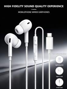 Earphone In-Ear Berkabel dengan Konektor Lightning Kompatibel dengan Apple, Kompatibel dengan iPhone, Kontrol Jarak Jauh Musik, Panggilan, dan Volume Terintegrasi, Kompatibel dengan iPhone 14/13/12/11/XR/XS/X/8/7/SE, Kompatibel dengan Galaxy S23/S22/S21/S20/Ultra Note 10/20, Earphone Berkabel untuk Ponsel - View 1