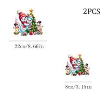 1/2/3pcs Hugging Snowman Christmas Tree Heat Transfer Iron-On Patch, Holiday Gift Candle Snowman Iron-On Sticker, DIY Decoration For T-Shirt, Hoodie, Pillow, Tote Bag - Multicolor - View 7