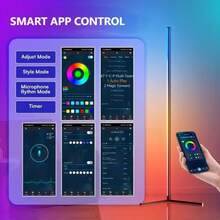 1 buah Lampu Lantai Sudut LED - 16 Juta Warna dan 230 Mode Pencahayaan Dinamis - Didukung Aplikasi/Kontrol Jarak Jauh - Sinkronisasi Musik - Pemasangan Mudah - Cocok untuk Ruang Tamu, Ruang Bermain Game, dan Ruang Lainnya - Lampu lantai pintar - View 11