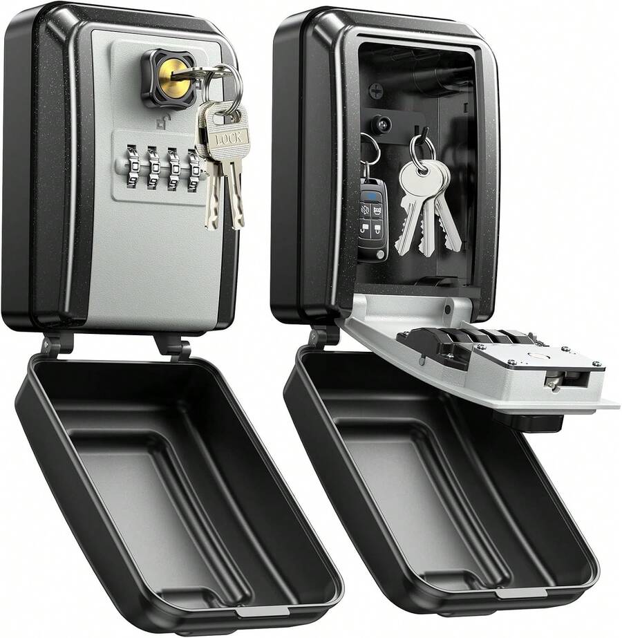 Upgraded Key Lock Security Box, Sturdy Waterproof Wall Mounted Keys Lock Box, Large Capacity 4 Digits Combination Lockbox With Resettable Spare Key For Home, Apartment, Office Indoor Outdoor Key Storage - Upgraded Key Lock Box - View 1