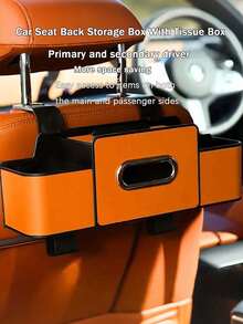 Universal Car Seat Back Storage Bag, Multifunctional Rear Seat Organizer With Tissue Box And Side Pockets, Convenient Car Interior Storage Accessory For Driver And Passengers - Multicolor - View 3
