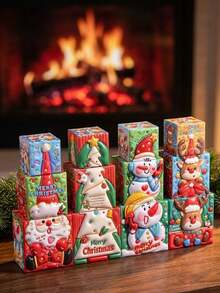 3pcs/Set Kotak Hadiah Dekorasi Natal, Kotak Hadiah Kertas Kartun, Dekorasi Pajangan, Kotak Hadiah untuk Dekorasi Jendela Pohon Natal, Cocok untuk Pesta Natal, Pernikahan, Ulang Tahun, Kotak Kemasan Lipat, Dekorasi Meja Makan Rumah untuk Pesta Liburan, Hadiah Terbaik untuk Teman dan Keluarga - Berbagai gaya - View 5