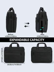 15.6 Inch Waterproof Laptop Bag, Expandable Briefcase, Unisex Messenger Bag, Suitable For Business Travel And College, Grey, Padded Tech Compartment - Multicolor - View 7