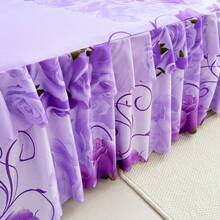 3pcs New Printed Ruffle Bed Skirt Set (1 Bed Skirt, 2 Pillowcases, Pillow Inserts Not Included) Bed Skirt, Bed Cover, Bed Sheet, Mattress Protector, Purple Rose Pattern, Double Layer Ruffle Decoration, Cozy Room, Hot-Selling Style, Machine Washable, Multiple Sizes Available, All Season Use, Holiday Gift, Made In China - Violet Purple - View 7