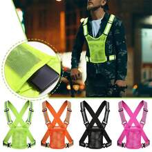 Reflective Safety Vest, Lightweight Adjustable Elastic Vest Jacket With High-Visibility Reflective Strips, Suitable For Traffic Control, Running, Cycling - Multicolor - View 2