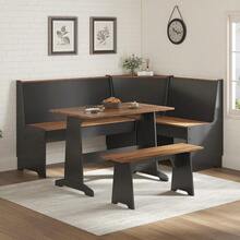 Breakfast Nook Dining Table Set, Corner Storage Organizer Box Small Spaces, Wooden Kitchen Furniture Display Rack, Style, Black Oak, Three Piece Set - 1 - View 1