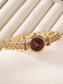 LIANDU Jam Tangan Wanita Gaya Prancis, Modis, Kreatif, Multifungsi, Ringkas, Jam Tangan Quartz Wanita yang Dipersonalisasi, Dengan Dial Minimalis Bulat dan Tali Paduan Logam. Cocok untuk Pemakaian Sehari-hari dan Sebagai Hadiah Liburan. - Merah - View 4